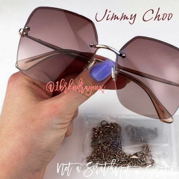 NWT Square Frame Copper Gold Sunglasses Jimmy Choo Shades Genuine Brand New Case main image 7